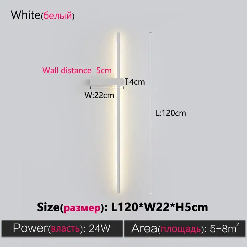 DecorBites™ Black Long Strip Wall Lamp - Modern Minimalist Bedroom Living Room TV Wall Light