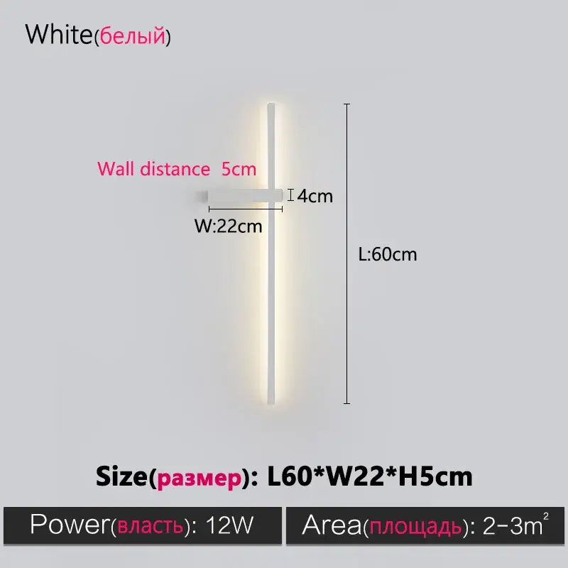 DecorBites™ Black Long Strip Wall Lamp - Modern Minimalist Bedroom Living Room TV Wall Light