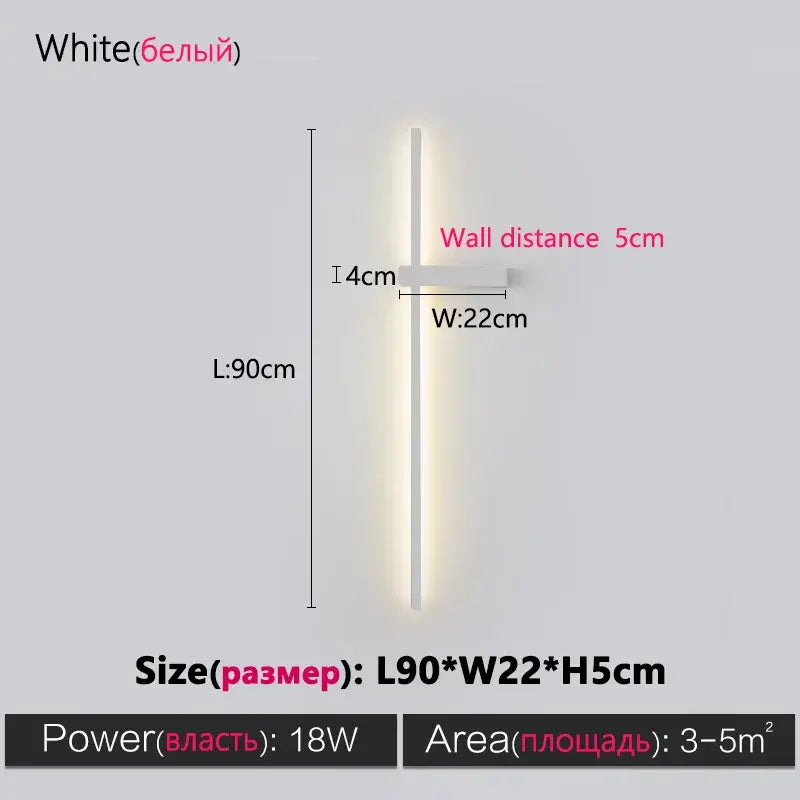 DecorBites™ Black Long Strip Wall Lamp - Modern Minimalist Bedroom Living Room TV Wall Light