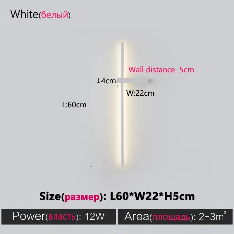 DecorBites™ Black Long Strip Wall Lamp - Modern Minimalist Bedroom Living Room TV Wall Light