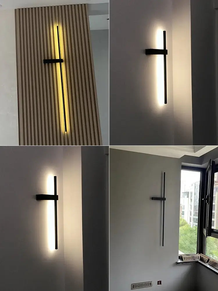 DecorBites™ Black Long Strip Wall Lamp - Modern Minimalist Bedroom Living Room TV Wall Light