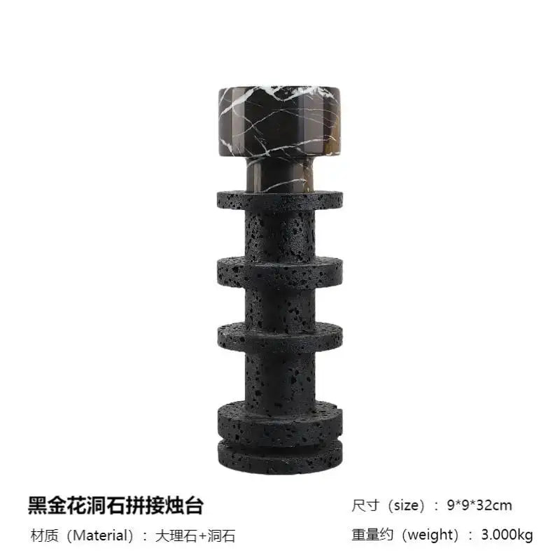 DecorBites™ Black Marble Candle Holder for Elegant Table Centerpieces