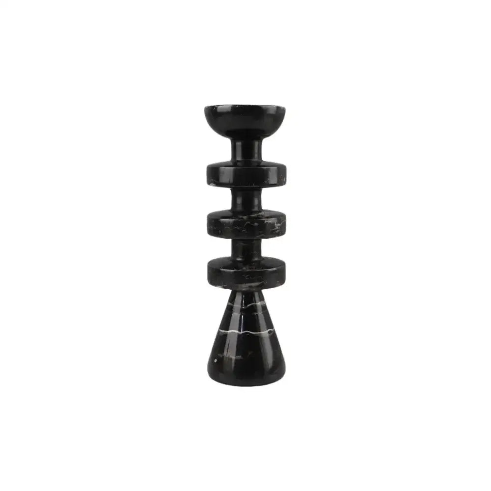 DecorBites™ Black Marble Candle Holder, Modern Yellow Stone Candle Holder