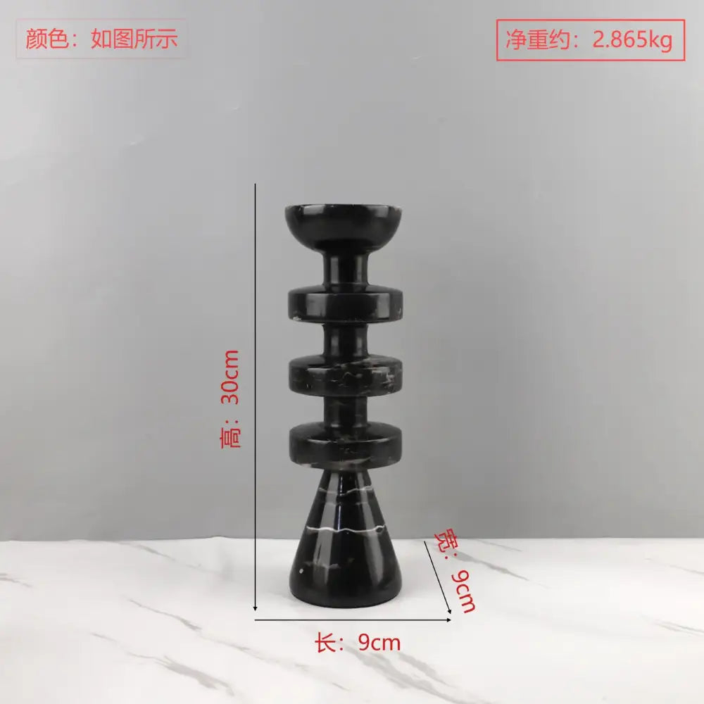 DecorBites™ Black Marble Candle Holder, Modern Yellow Stone Candle Holder