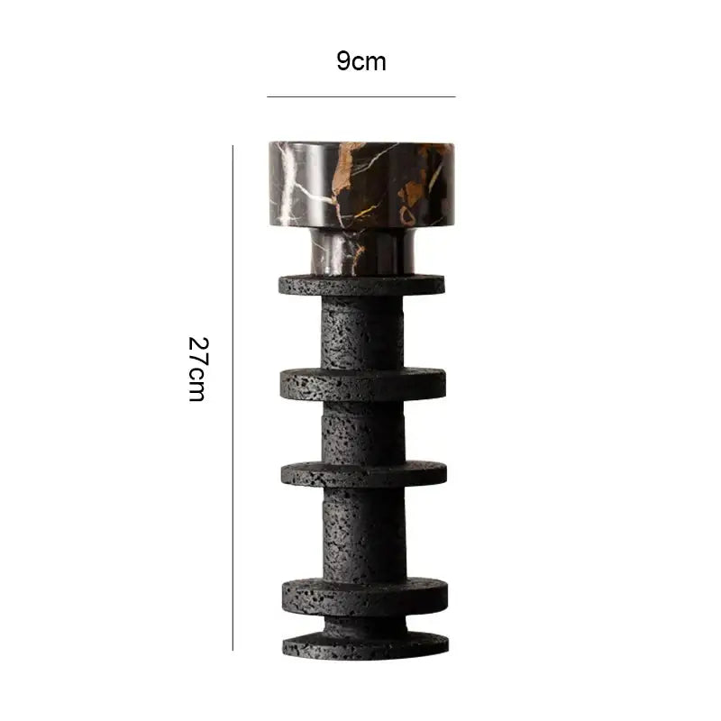 DecorBites™ Black Marble Pillar Candlestick for Elegant Table Centerpieces