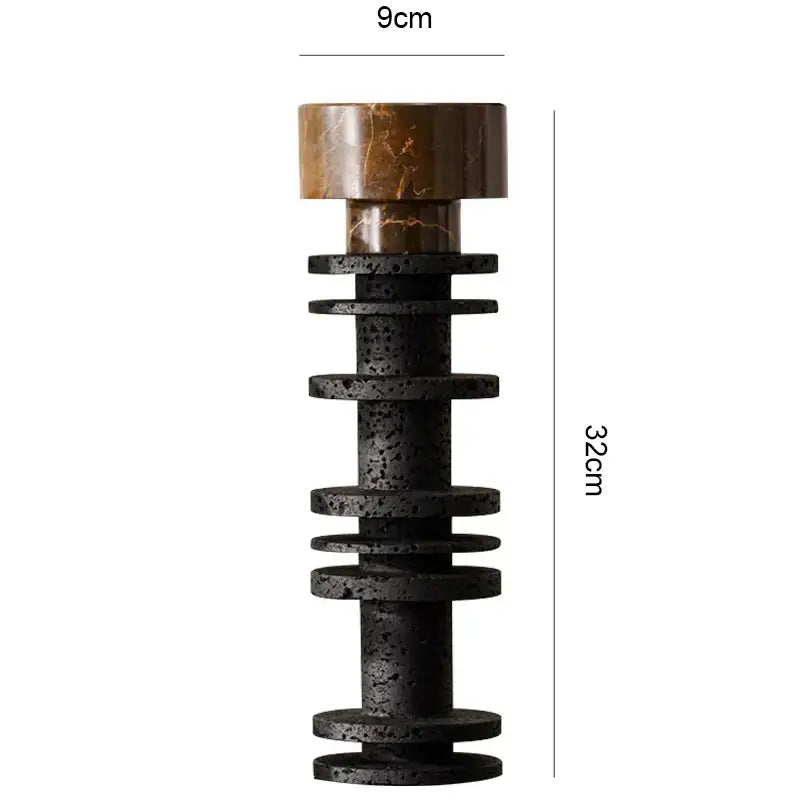 DecorBites™ Black Marble Pillar Candlestick for Elegant Table Centerpieces