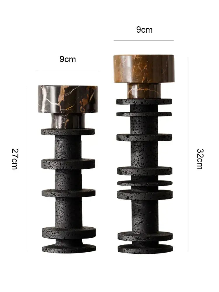 DecorBites™ Black Marble Pillar Candlestick for Elegant Table Centerpieces
