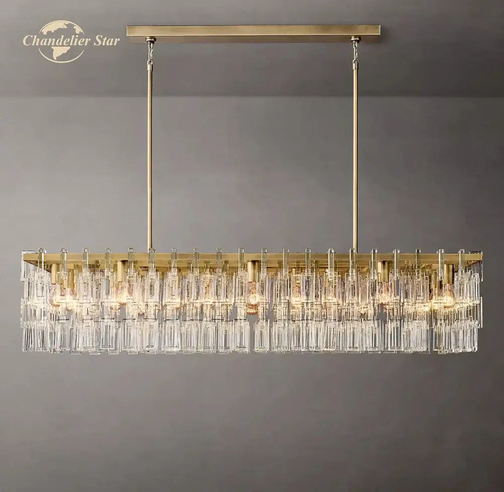 DecorBites™ Black Marignan K9 Crystal Rectangular Chandelier for Living Dining Room