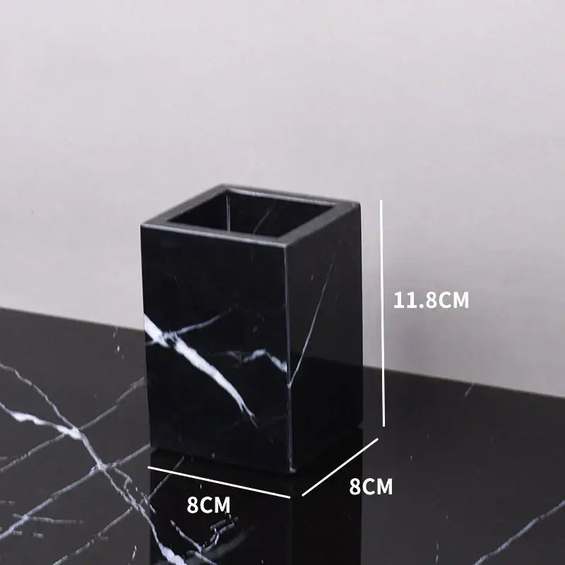 DecorBites™ Black Marquina Marble Bathroom Set cue.opti