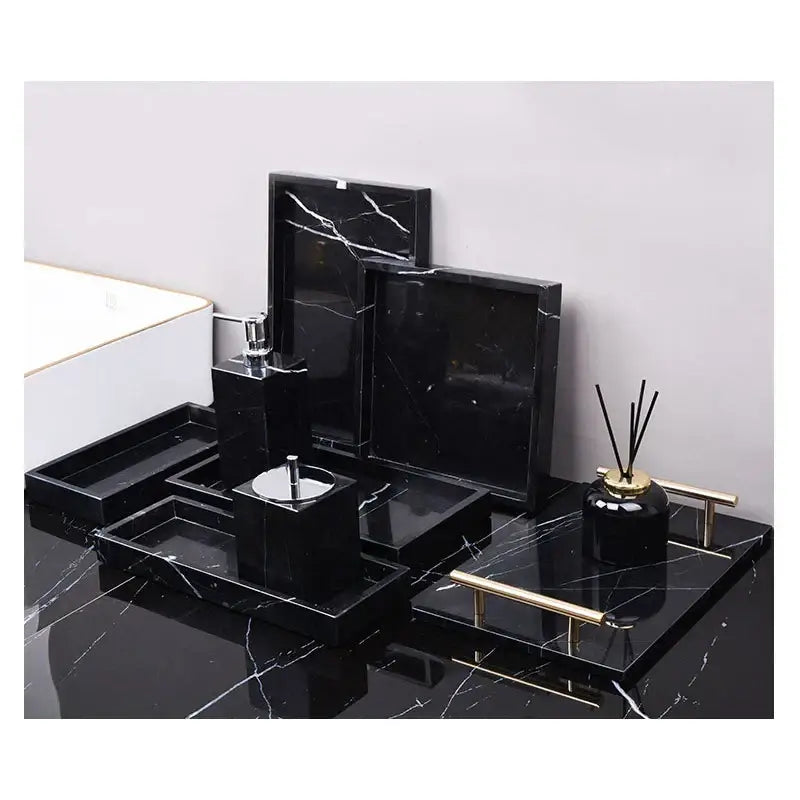 DecorBites™ Black Marquina Marble Bathroom Set cue.opti