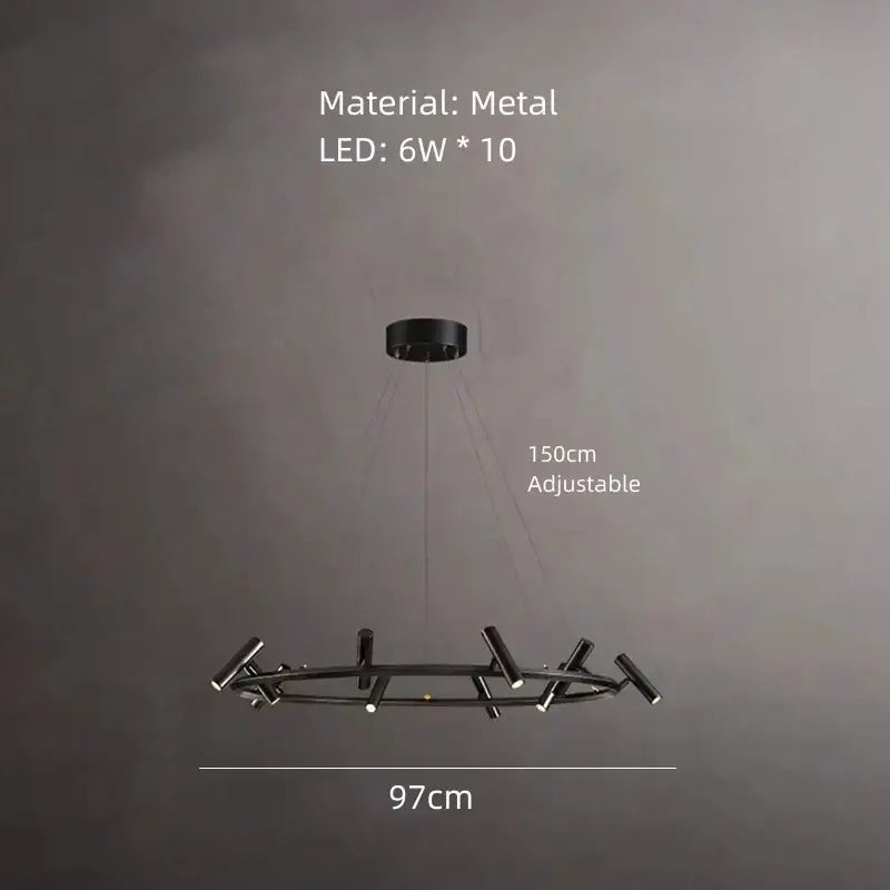 Decorbites black metal chandelier minimalist dining room led light