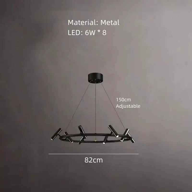Decorbites black metal chandelier minimalist dining room led light