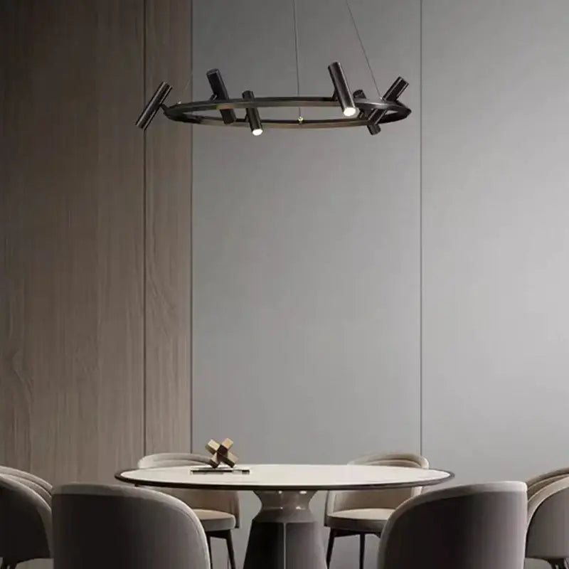 Decorbites black metal chandelier minimalist dining room led light