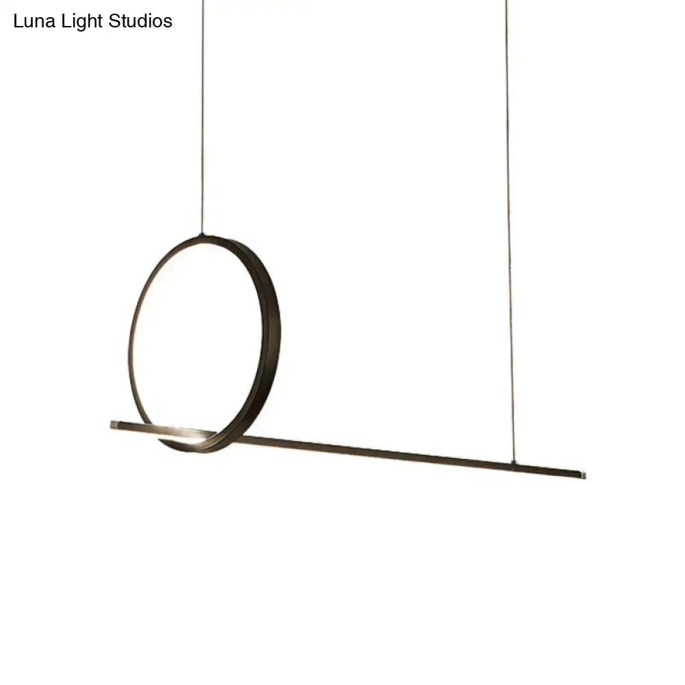 DecorBites™ Black Metal LED Linear Pendant and Ring Island Light for Kitchen Ceiling