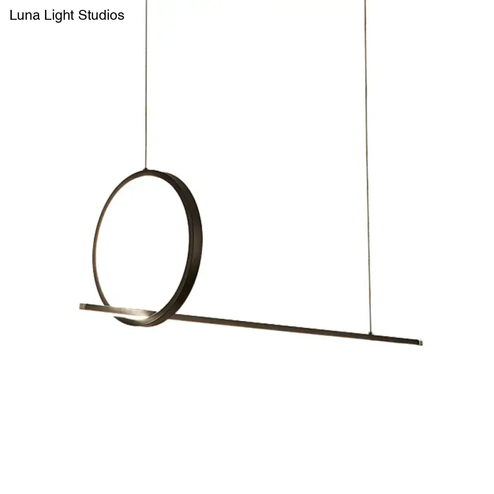DecorBites™ Black Metal LED Linear Pendant and Ring Island Light for Kitchen Ceiling