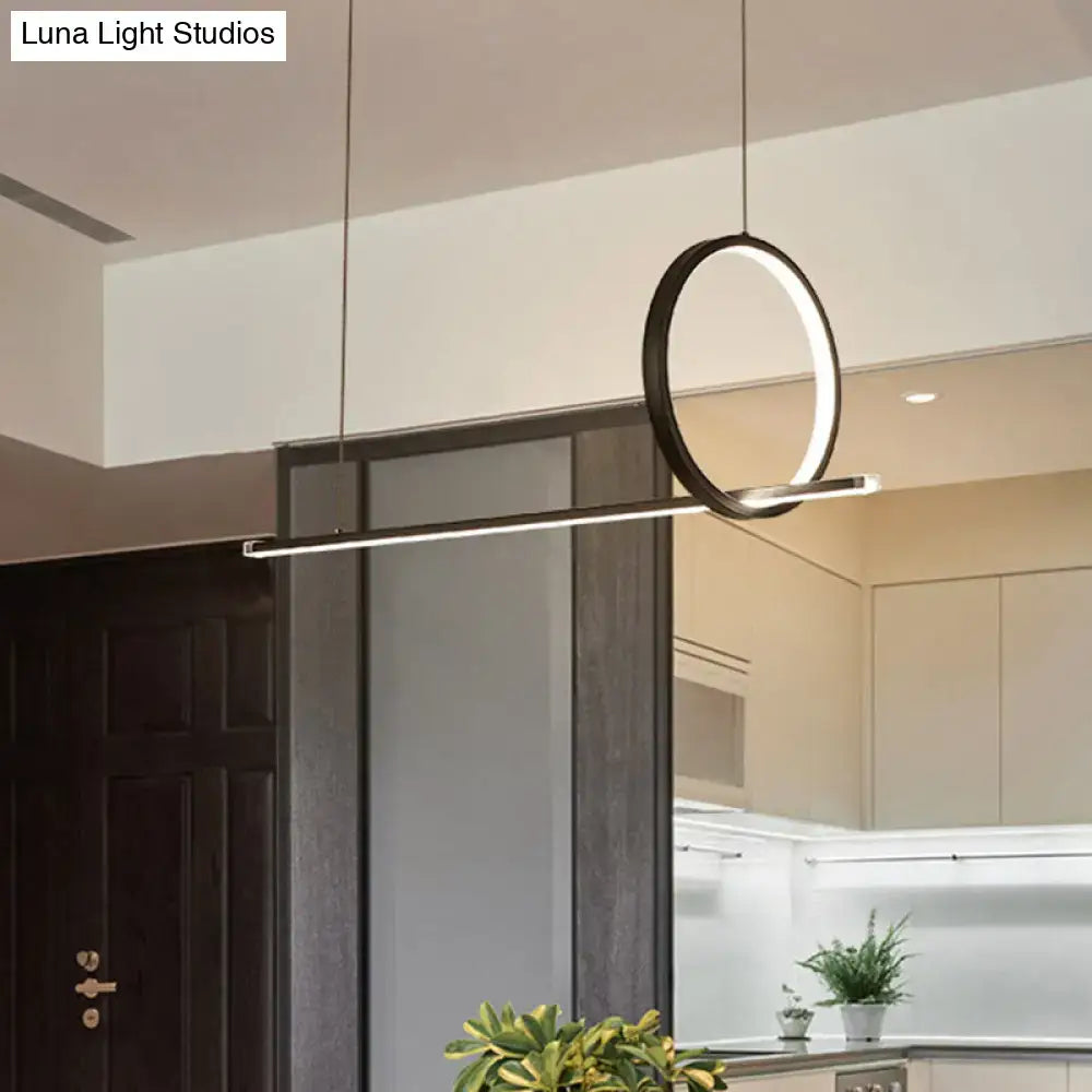 Modern black metal DecorBites™ LED ring island light with minimalist design for kitchen ceiling installation