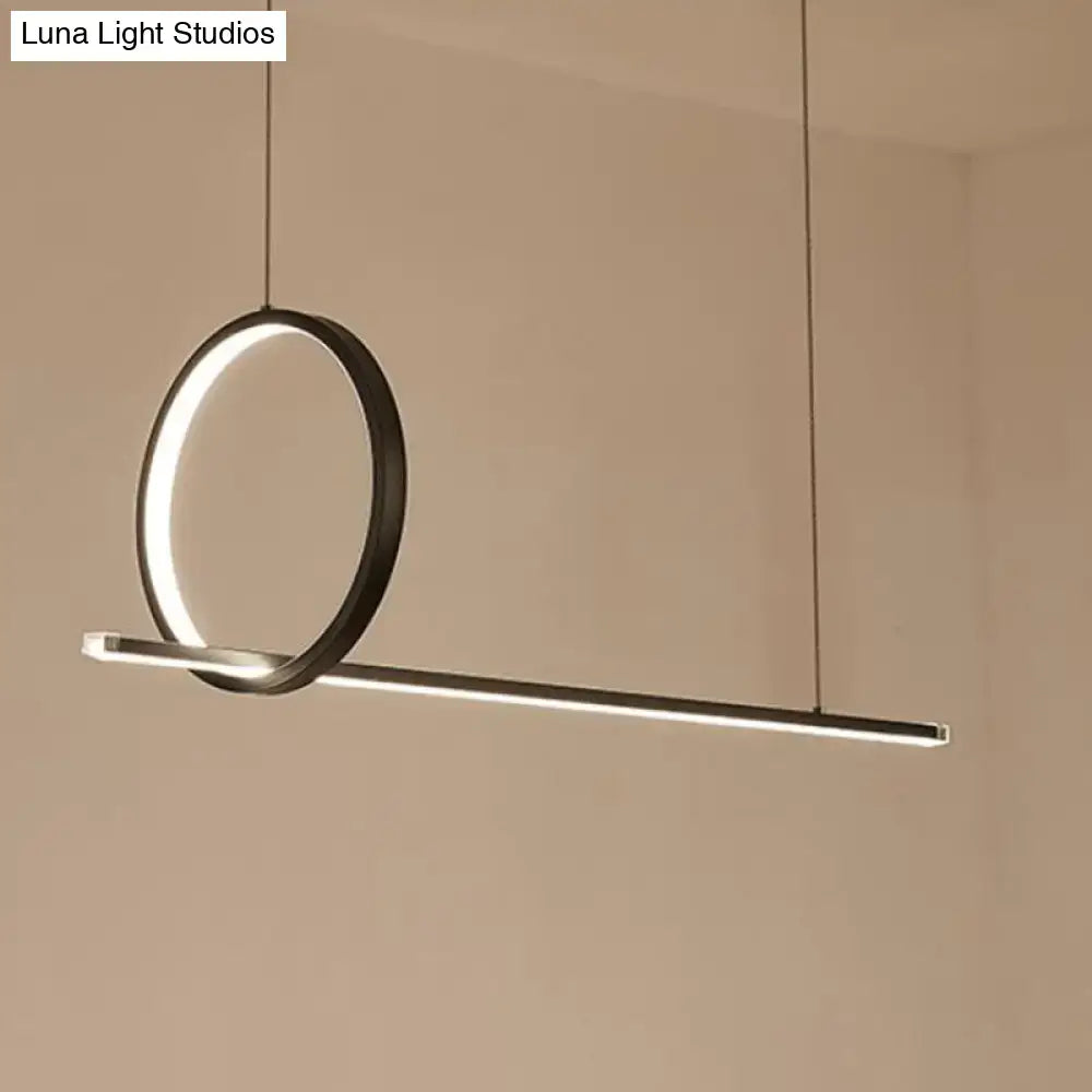 DecorBites™ Black Metal LED Linear Pendant and Ring Island Light for Kitchen Ceiling
