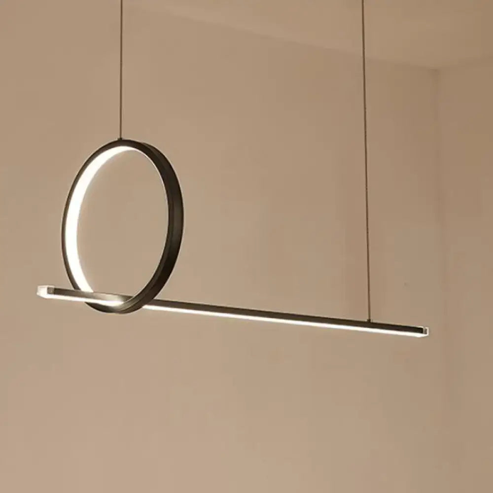 DecorBites™ Black Metal LED Linear Pendant and Ring Island Light for Kitchen Ceiling