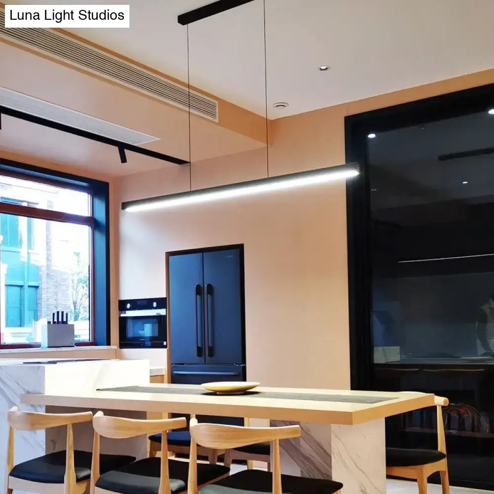 DecorBites™ Black Metal Linear LED Pendant: Sleek Restaurant Island Light Fixture
