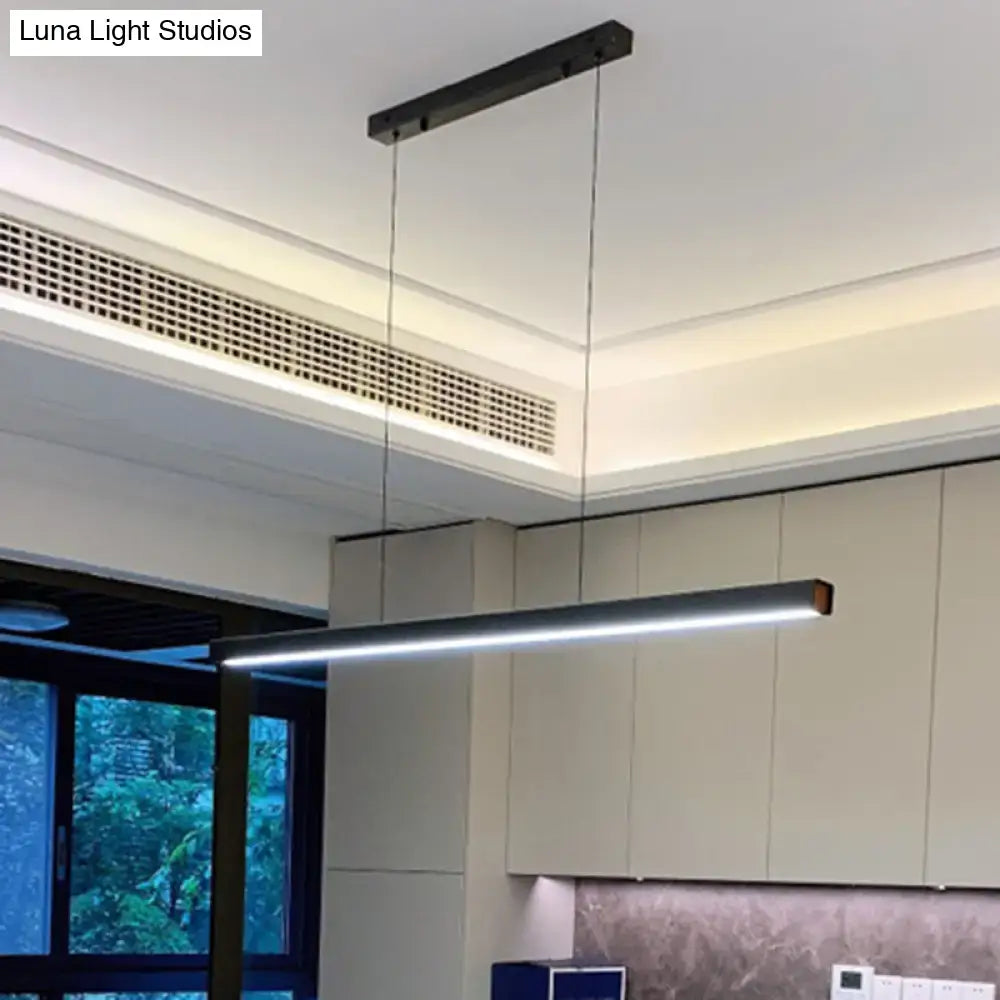 DecorBites™ Black Metal Linear LED Pendant: Sleek Restaurant Island Light Fixture