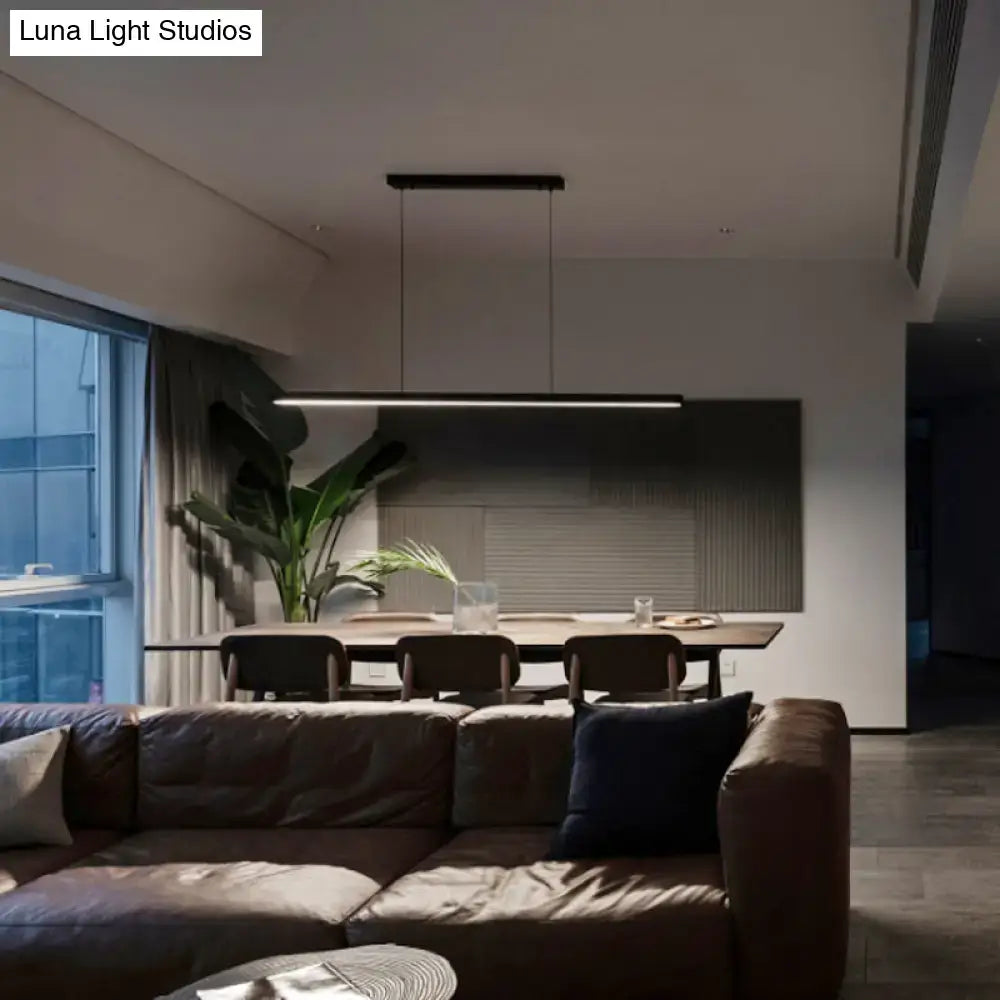 DecorBites™ Black Metal Linear LED Pendant: Sleek Restaurant Island Light Fixture