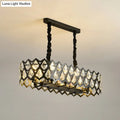 Decorbites black wrought iron island pendant with geometric pattern and clear crystal accents 220v-240v suspension light