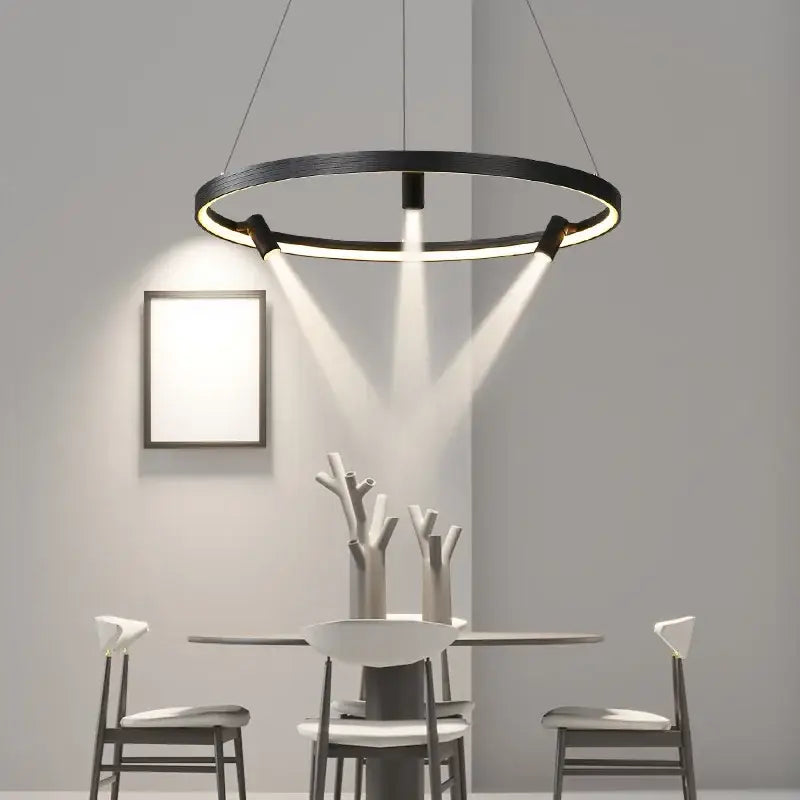 Decorbites black round combo chandelier living room spotlight pendant