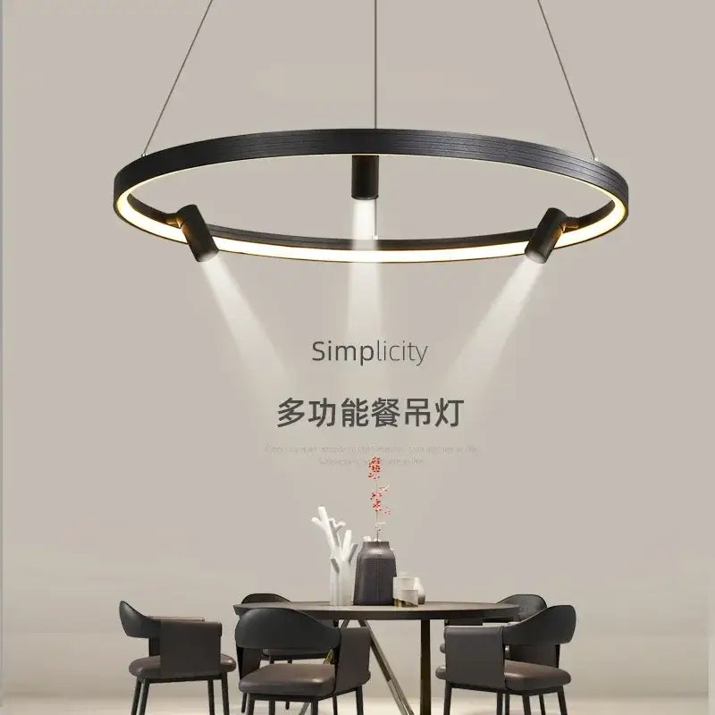Decorbites black round combo chandelier living room spotlight pendant