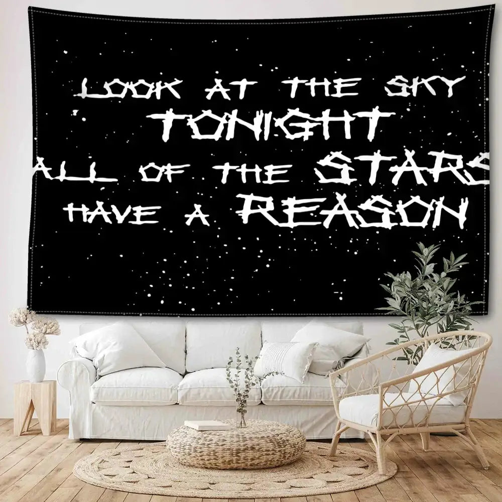 Decorbites black sky art tapestry bedroom starry wall decor