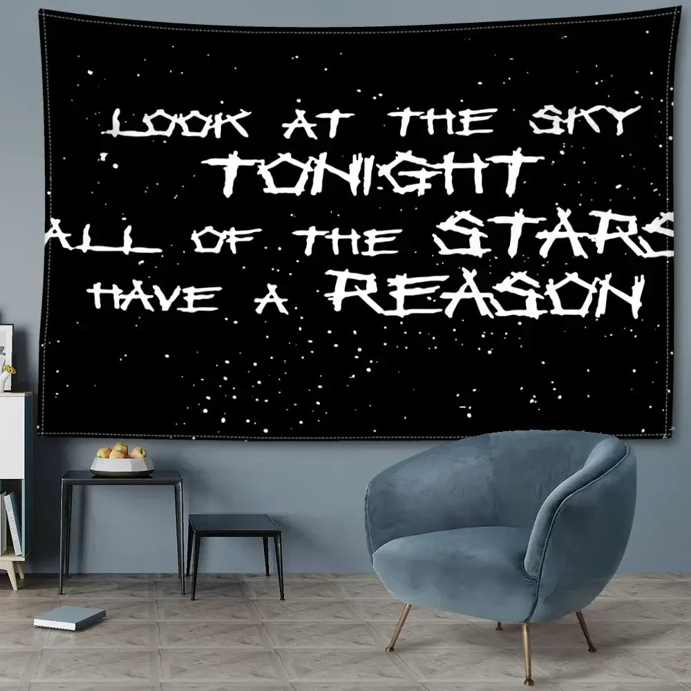 Decorbites black sky art tapestry bedroom starry wall decor