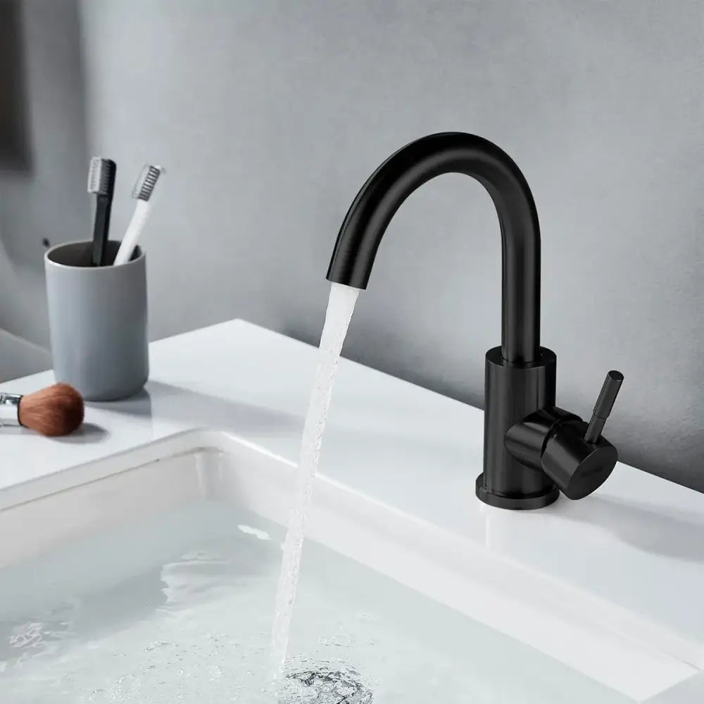 DecorBites™ Black Stainless Steel Bathroom Faucet - Single Handle