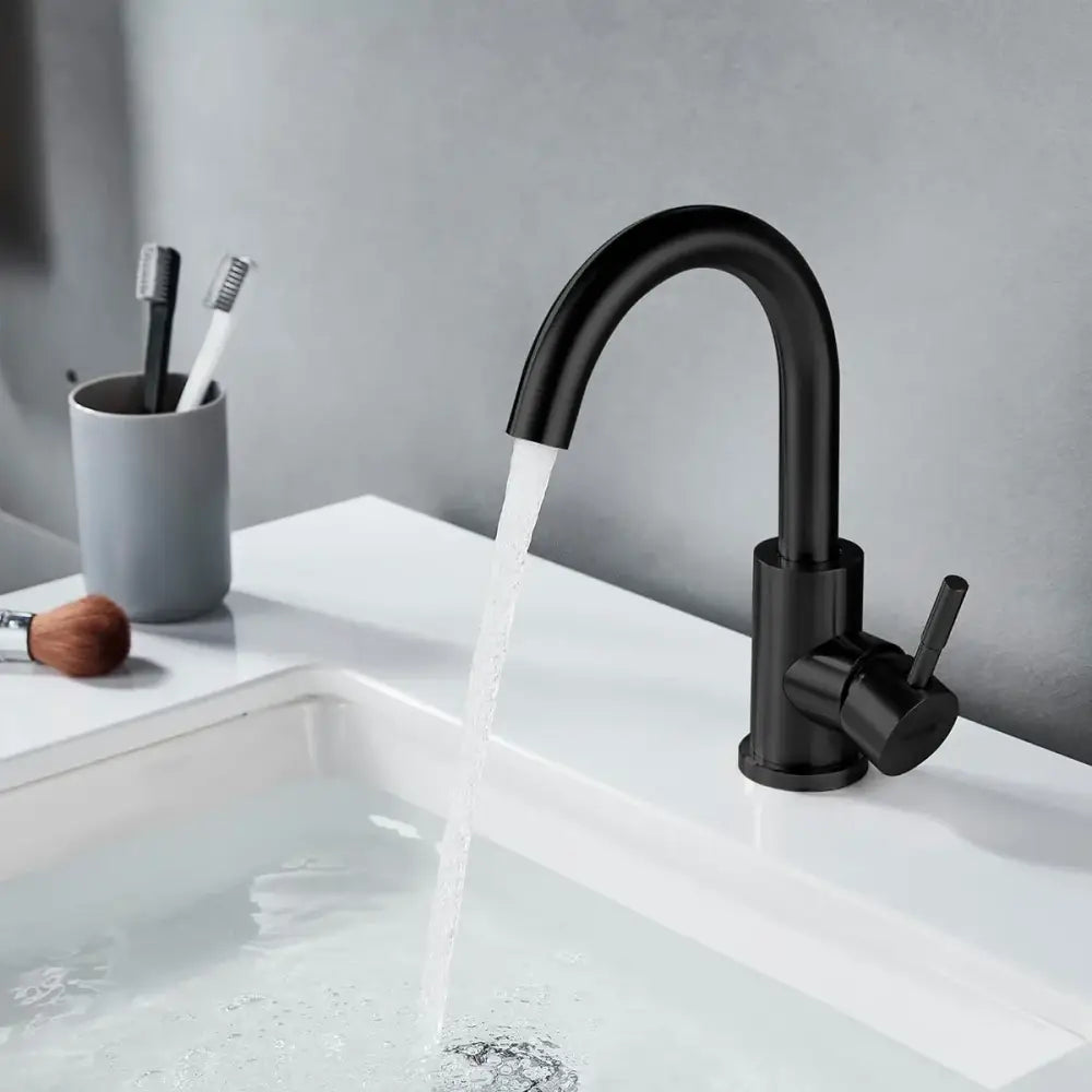 DecorBites™ Black Stainless Steel Bathroom Faucet - Single Handle