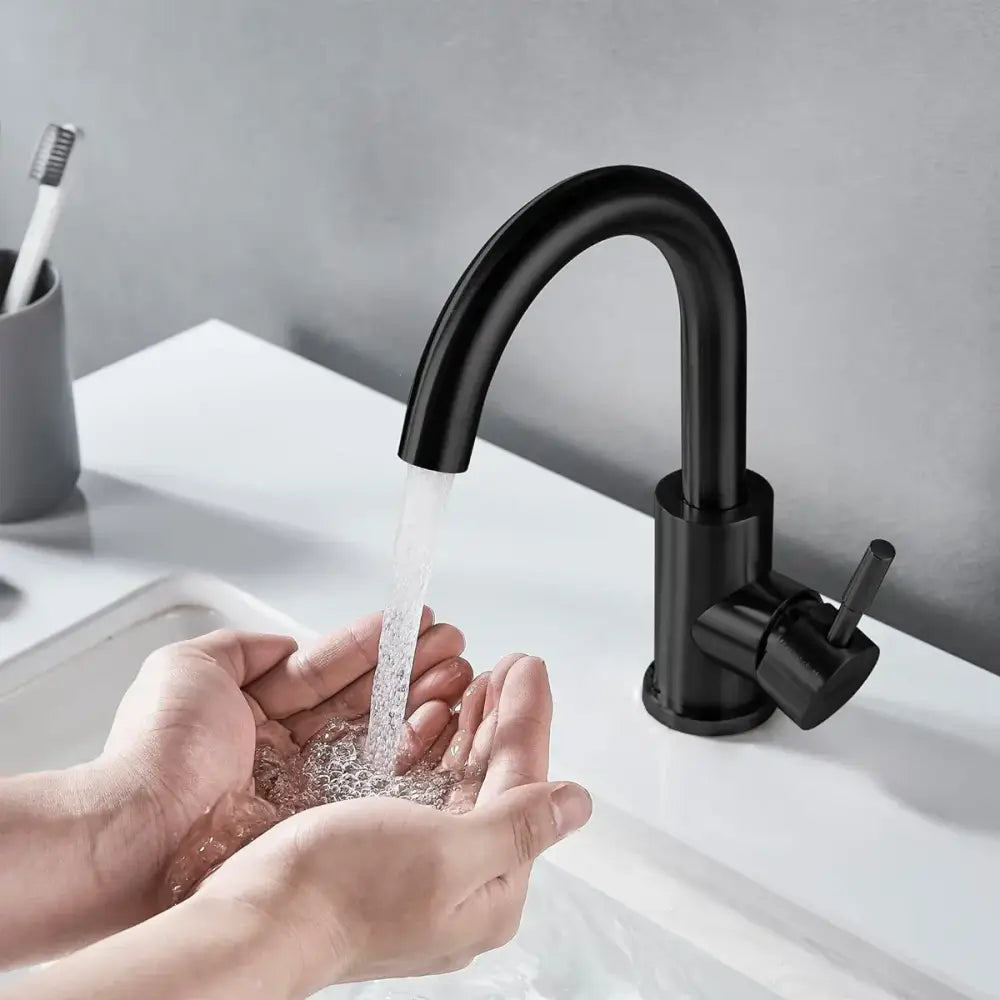 DecorBites™ Black Stainless Steel Bathroom Faucet - Single Handle