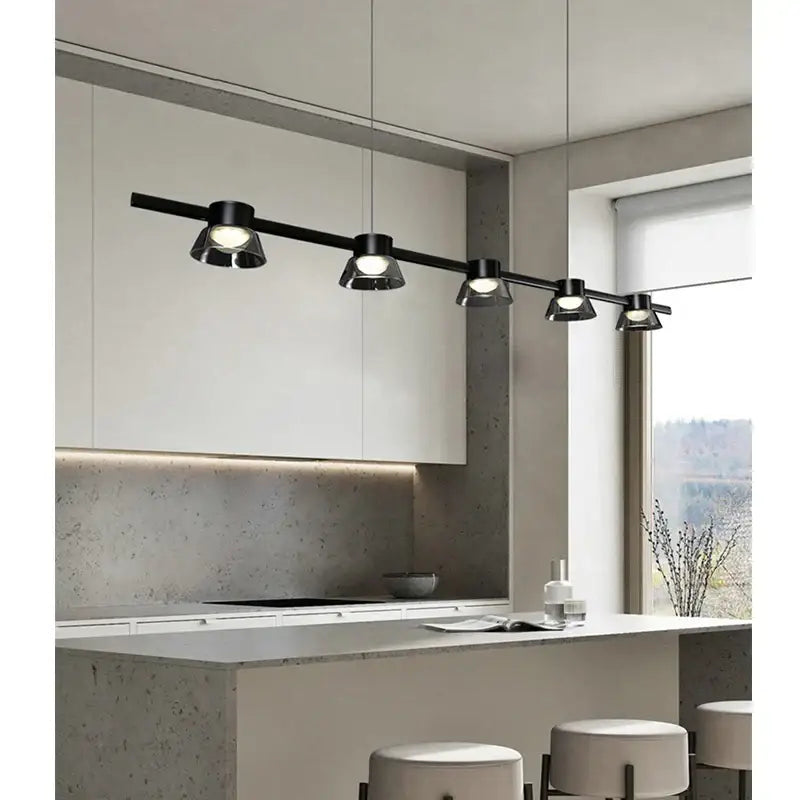 Decorbites black strip chandelier 5 light living room pendant light