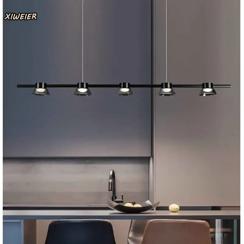 Decorbites black strip chandelier 5 light living room pendant light