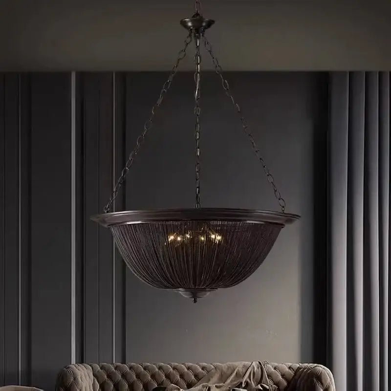 Decorbites black tassel ceiling chandelier living room pendant light