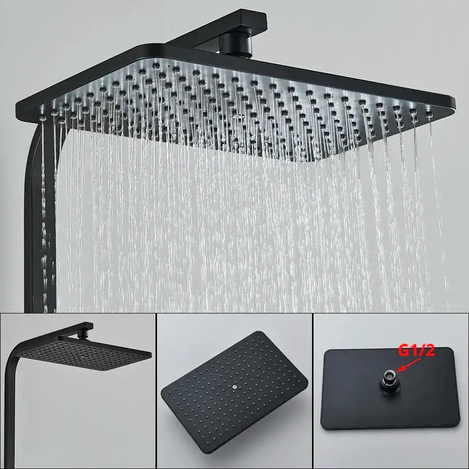 Decorbites black thermostatic digital shower faucet set for bathroom