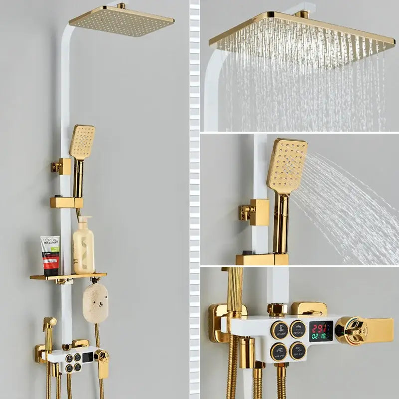 Decorbites black thermostatic digital shower faucet set for bathroom