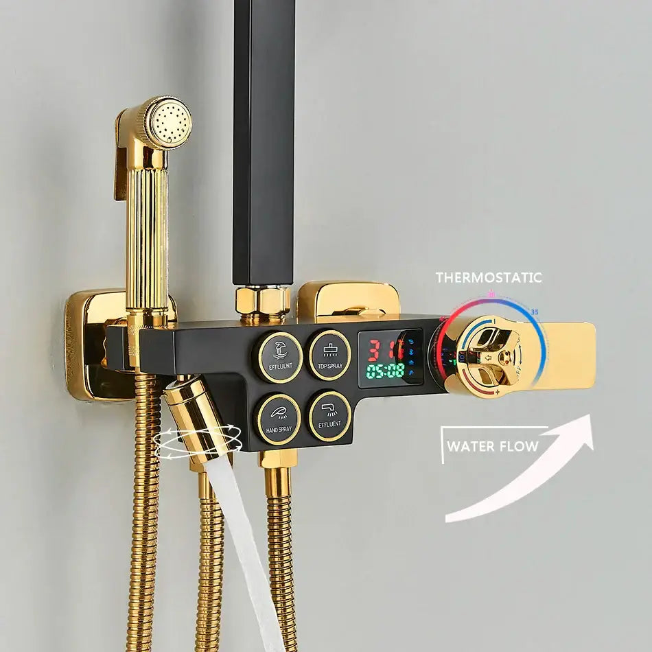Decorbites black thermostatic digital shower faucet set for bathroom
