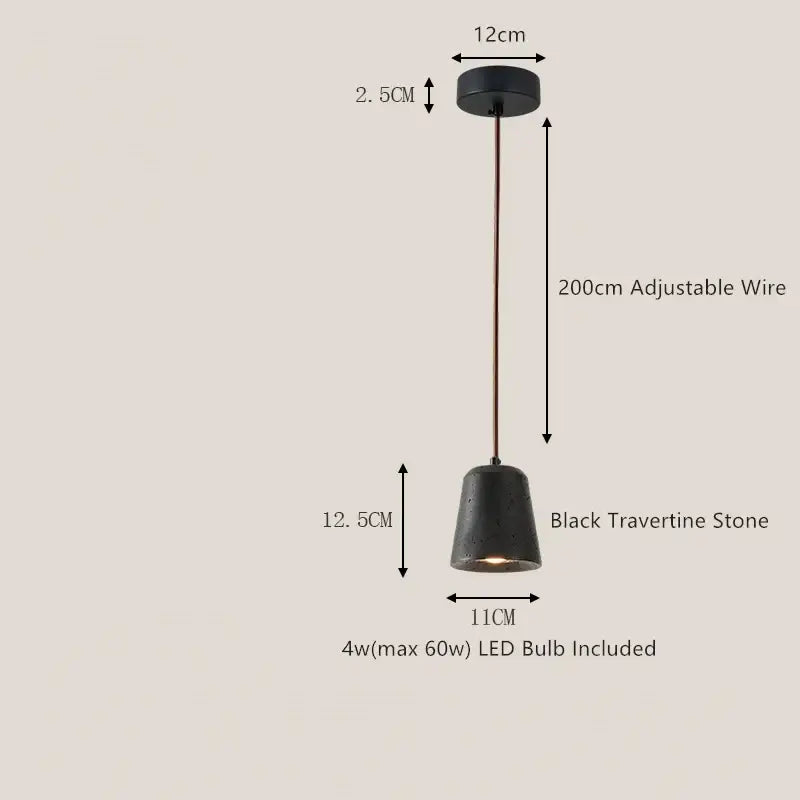 Decorbites black travertine led pendant lamp for dining room