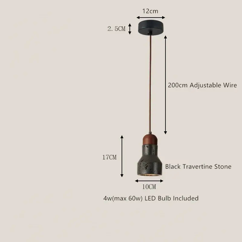 Decorbites black travertine led pendant lamp for dining room