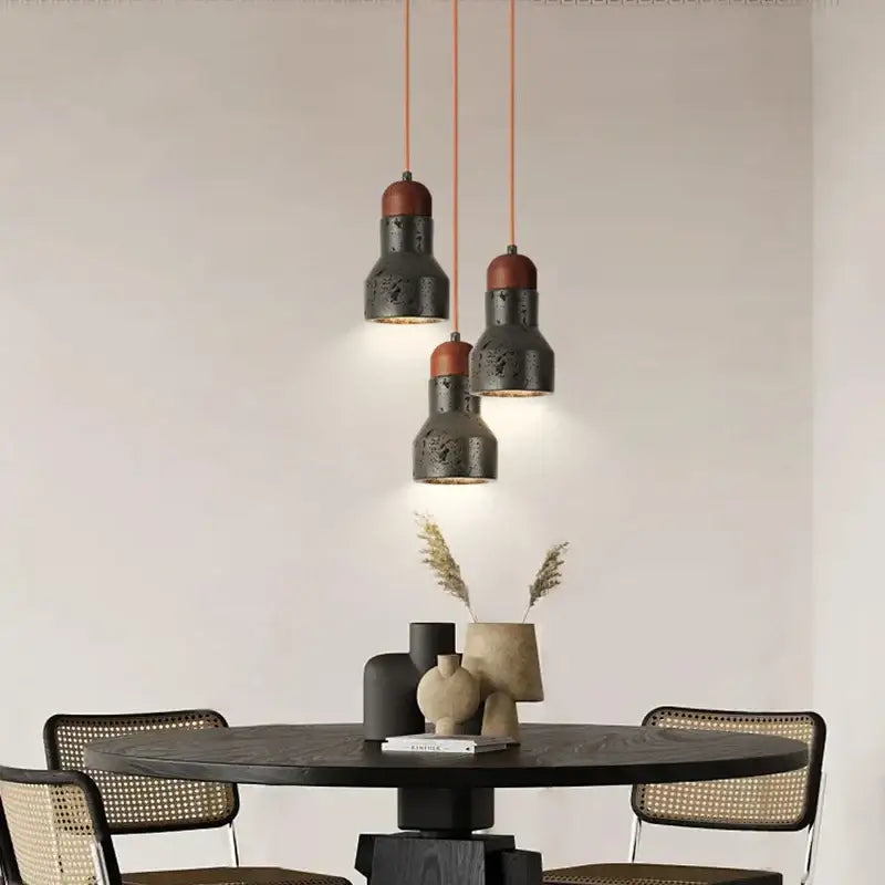 Decorbites black travertine led pendant lamp for dining room