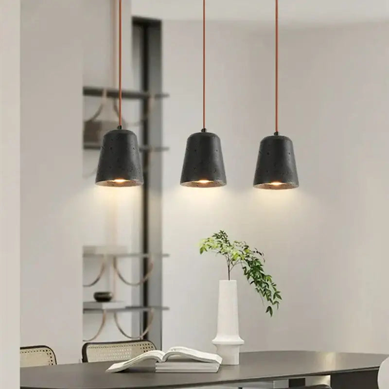 Decorbites black travertine led pendant lamp for dining room