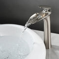 DecorBites™ black stainless steel bathroom faucet with a sleek modern waterfall design for basin faucets use