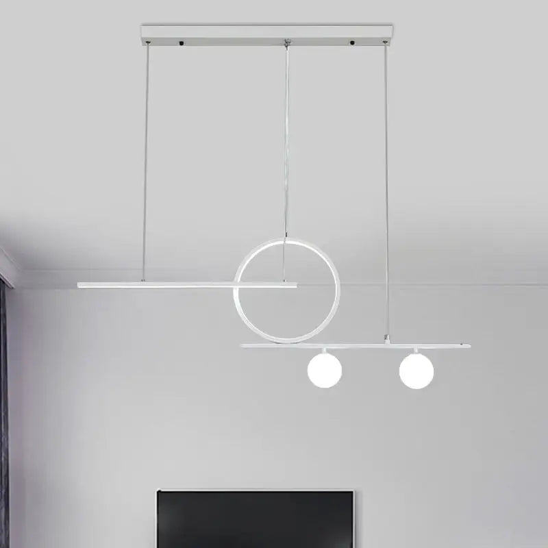 DecorBites™ Black/White Metal Suspension Light: Modern Bar and Circle Design, LED Island Lighting for Dining Room
