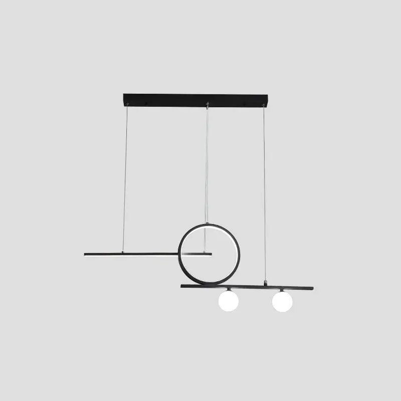 DecorBites™ Black/White Metal Suspension Light: Modern Bar and Circle Design, LED Island Lighting for Dining Room
