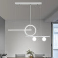 DecorBites™ Black/White Metal Suspension Light: Modern Bar and Circle Design, LED Island Lighting for Dining Room