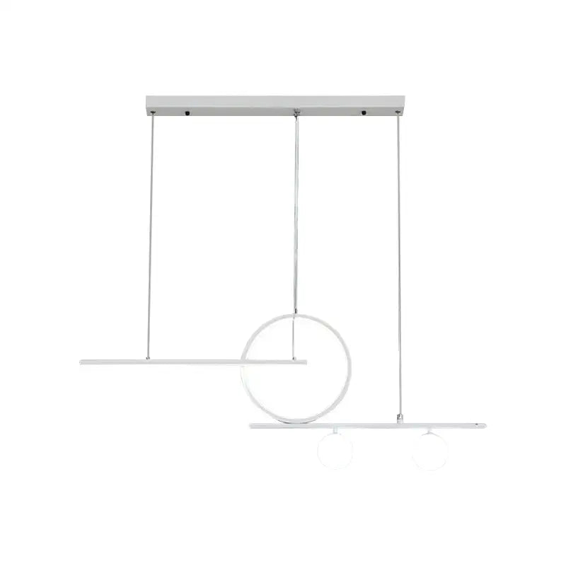 DecorBites™ Black/White Metal Suspension Light: Modern Bar and Circle Design, LED Island Lighting for Dining Room