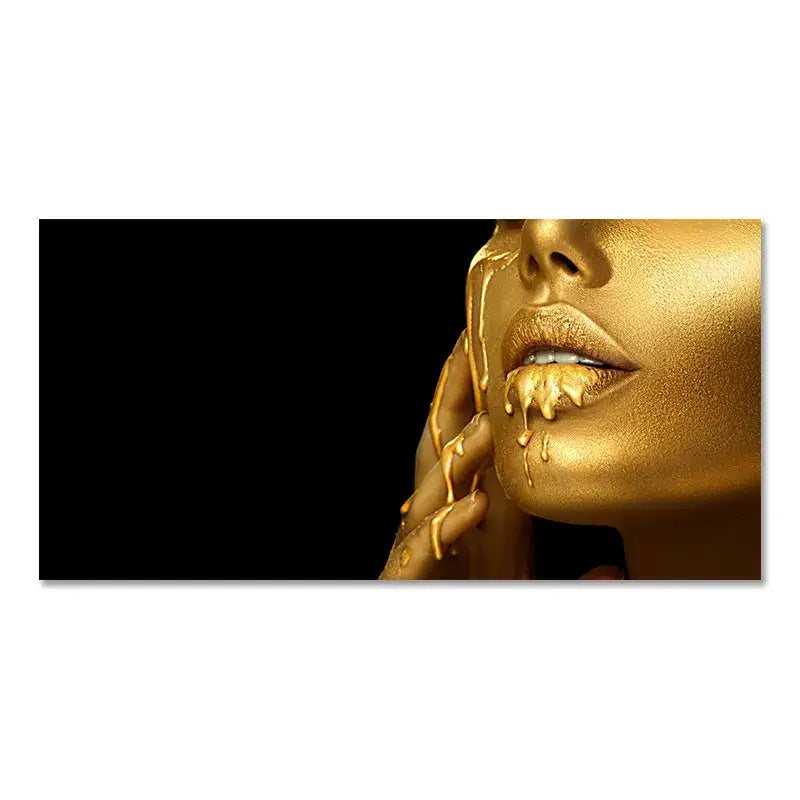 DecorBites™ Black Women with Golden Lips Oil Paintings