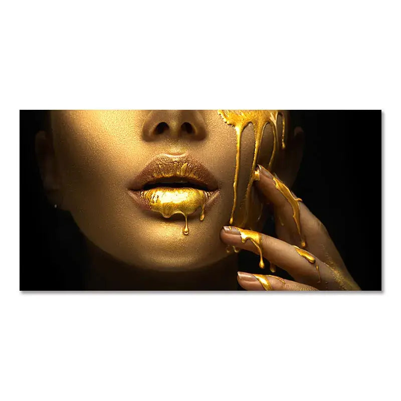 DecorBites™ Black Women with Golden Lips Oil Paintings